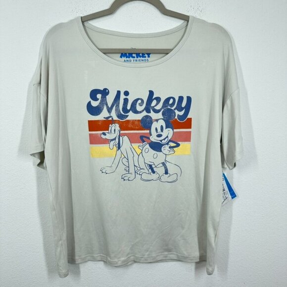 Mickey Mouse Disney Grey Graphic Pajama Top Women's Size Medium Adorable NWT Med - Picture 1 of 8